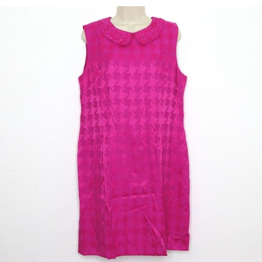 Alex Marie Petite Dress 14P Hot Pink Beaded Collar